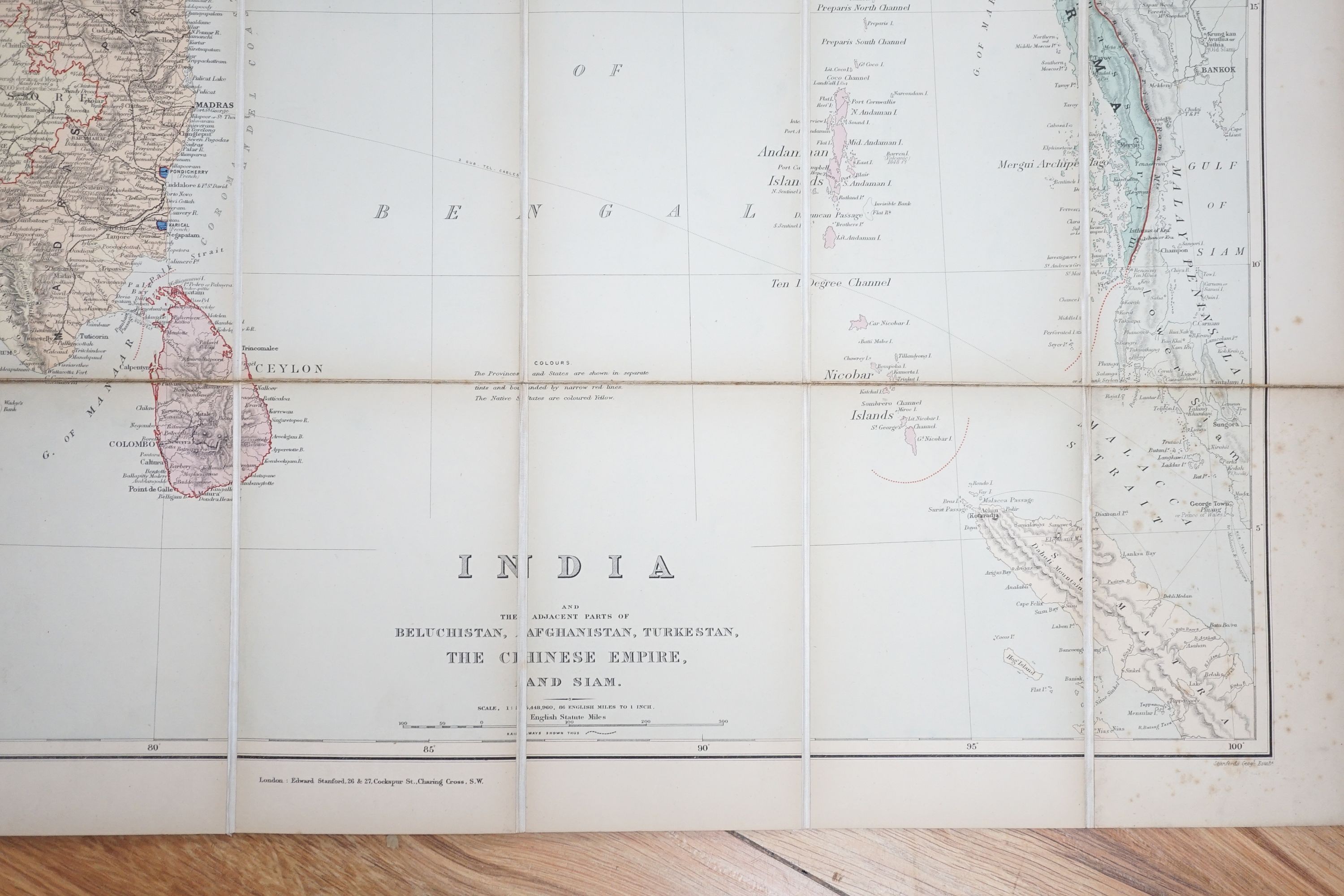 Collins, Henry George - Collins Standard Map of London, published by Edward Stanford, circa 1877; Stanford’s Portable [map of] India, 86 miles to 1 inch, (circa 1876) (2)